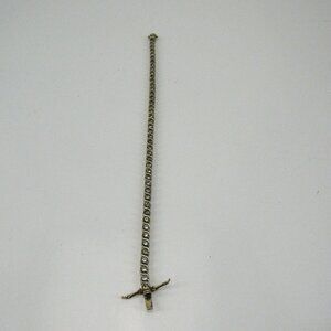 Vintage Roman 8 1/2 Inch Tennis Bracelet Gold Tone And Rhinestones